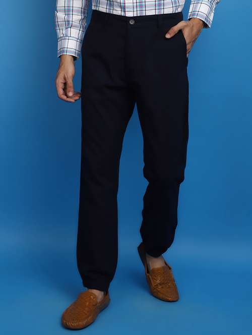 navy blue cotton chinos casual trouser - 20664510 - Very Small Image - 1