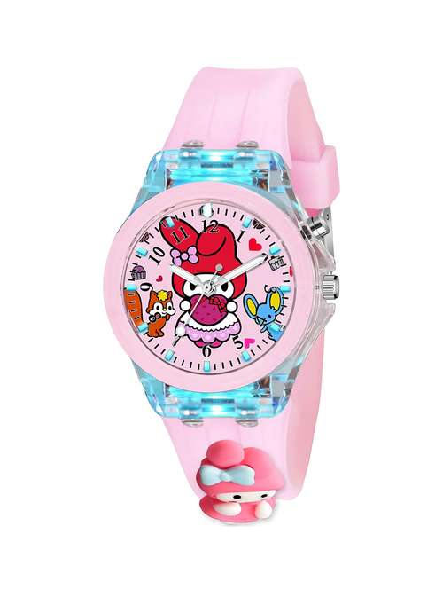 girls cartoon analog silicone strap pink watch - 20728702 - Very Small Image - 1