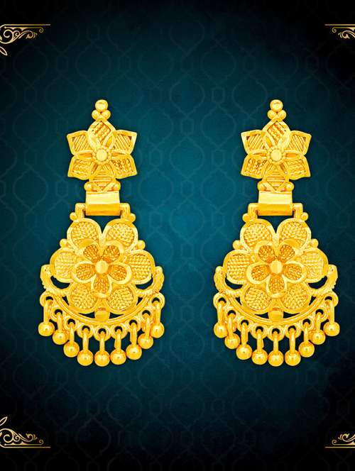gold plated metal drop earring - 20733066 - Very Small Image - 1