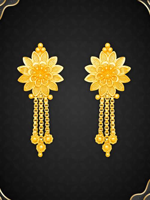 gold plated metal drop earring - 20754615 - Very Small Image - 1