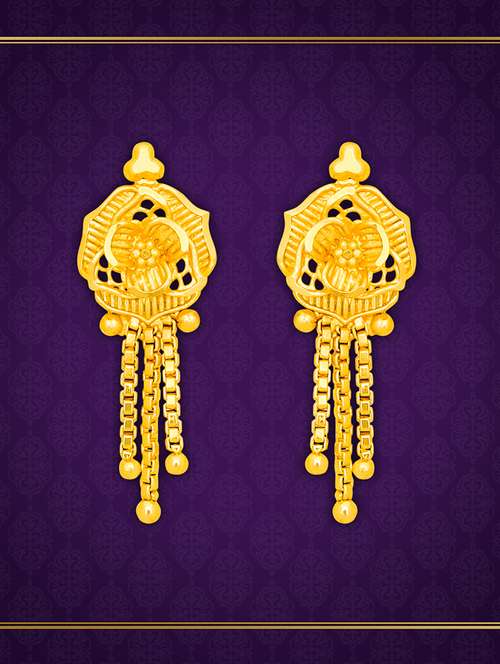 gold plated metal drop earring - 20754616 - Very Small Image - 1