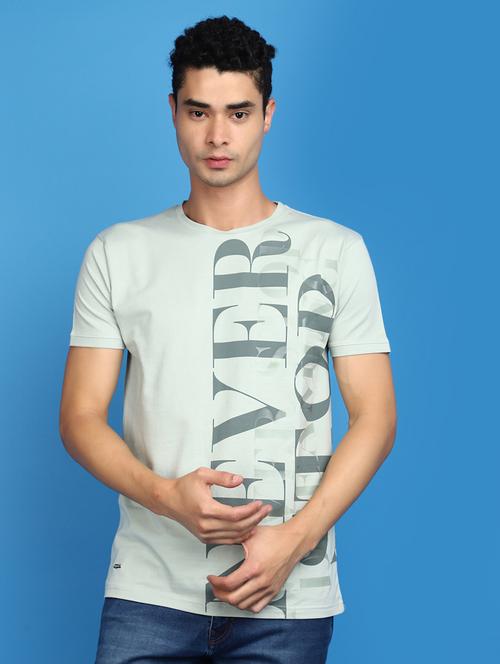 men round neck typographic print t-shirt - 20764177 - Very Small Image - 1