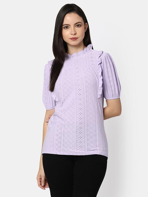 women lavender self-designed regular top - 20812244 - Very Small Image - 1