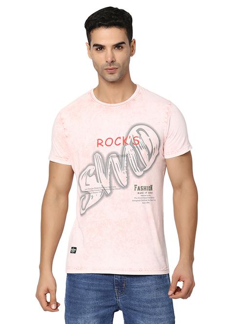 pink cotton chest print tshirt - 20816032 - Very Small Image - 1