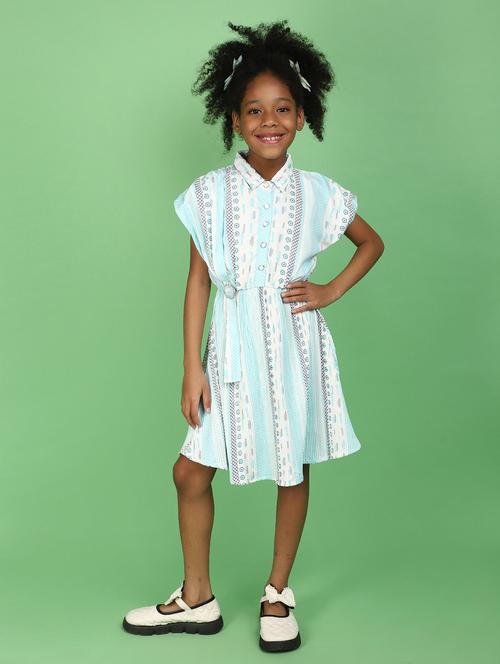 girls printed knee length frock - 20831502 - Very Small Image - 1