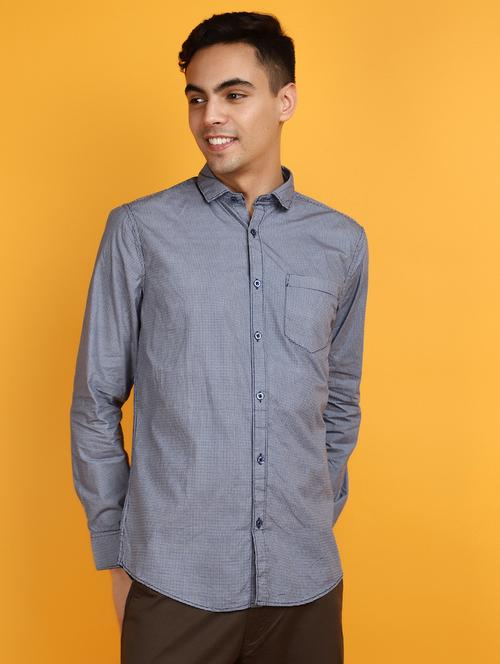 blue checkered casual shirt - 20831552 - Very Small Image - 1