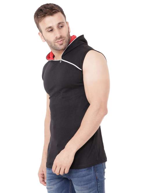black solid cotton blend t-shirt - 20841931 - Very Small Image - 1