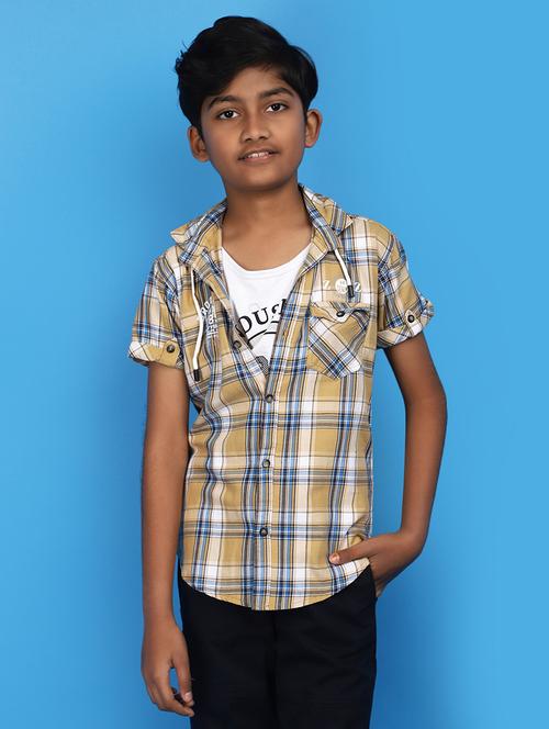 brown checks cotton shirt - 20885004 - Very Small Image - 1