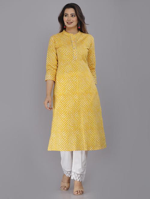 women yellow mandarin neck straight kurta - 20948145 - Very Small Image - 1
