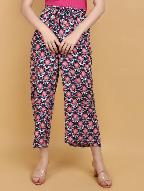 women printed flat front wide leg trouser - 20948541 - Very Small Image - 1