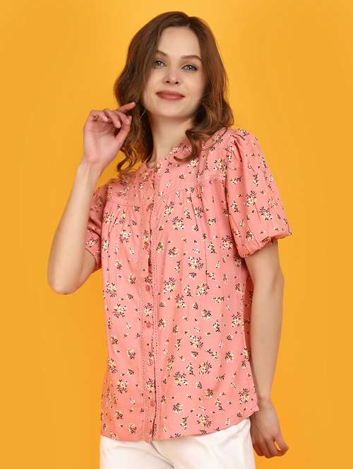 women pink floral printed regular top - 20957495 - Very Small Image - 1