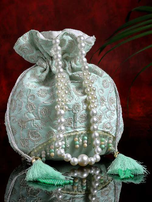 embroidered faux silk regular potli - 20957978 - Very Small Image - 1