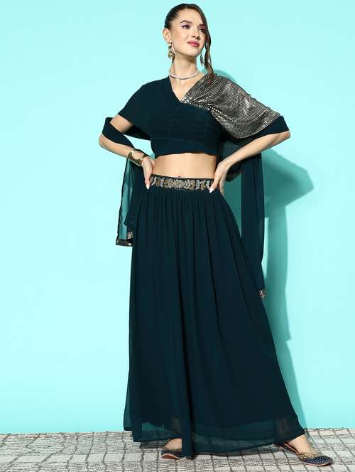 women solid with work lehenga choli with dupatta - 20962659 - Very Small Image - 1