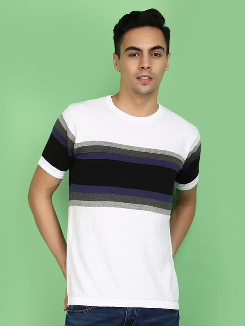 men striped round neck t-shirt - 20973907 - Very Small Image - 1