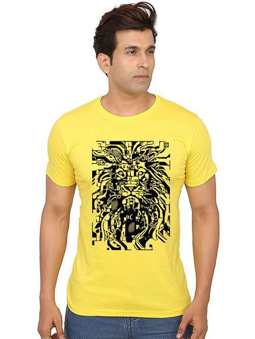 men front print round neck t-shirts - 20986827 - Very Small Image - 1