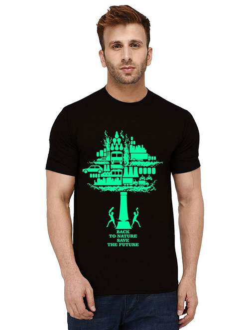 men's round neck front print t-shirt - 21011108 - Very Small Image - 1