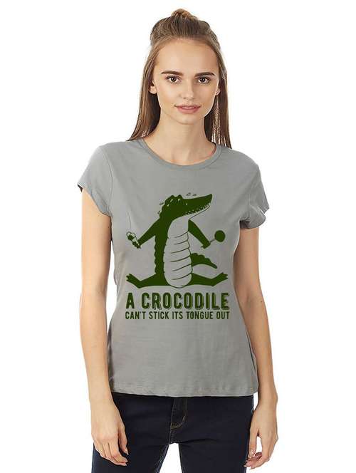 women round neck front printed t-shirt - 21015598 - Very Small Image - 1