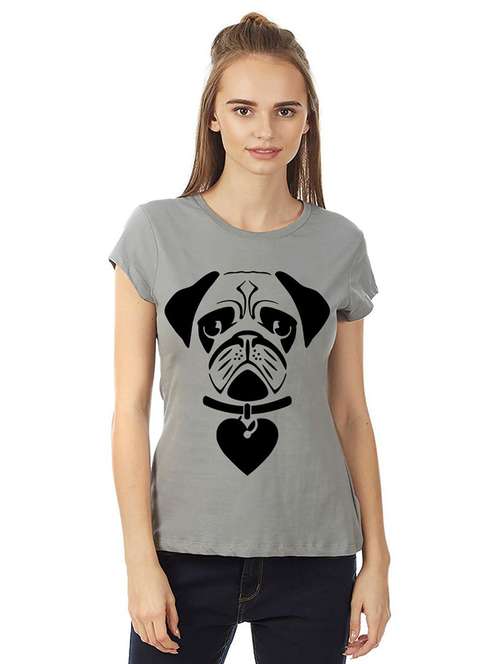 women round neck front print t-shirt - 21015617 - Very Small Image - 1
