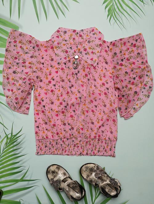 girls pink printed top - 21016161 - Very Small Image - 1
