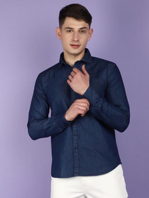 men navy blue regular fit collared casual shirt - 21024044 - Very Small Image - 1