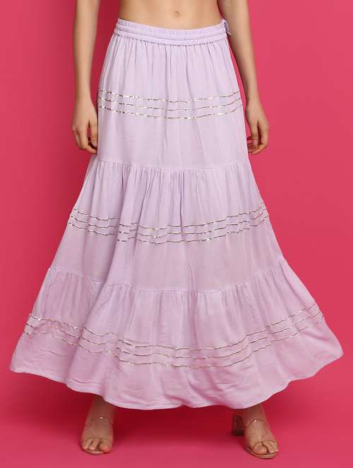 women solid mid rise tiered skirt - 21025474 - Very Small Image - 1