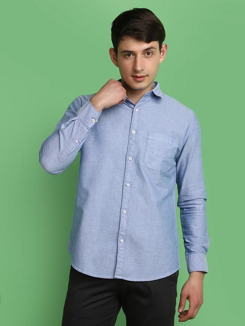 blue cotton casual shirt - 21028933 - Very Small Image - 1