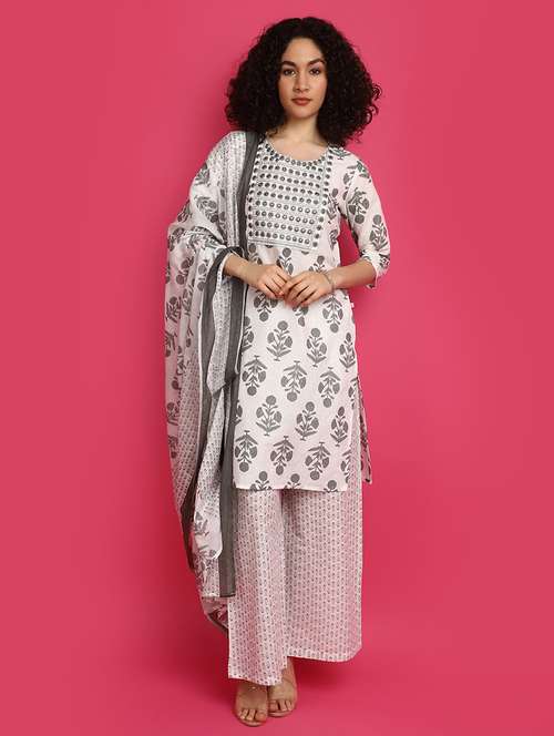 off white printed kurta palazzo set - 21031959 - Very Small Image - 1