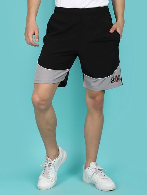 black color block cotton short - 21053717 - Very Small Image - 1