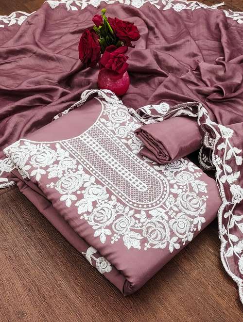embroidered unstitched suit set - 21055790 - Very Small Image - 1