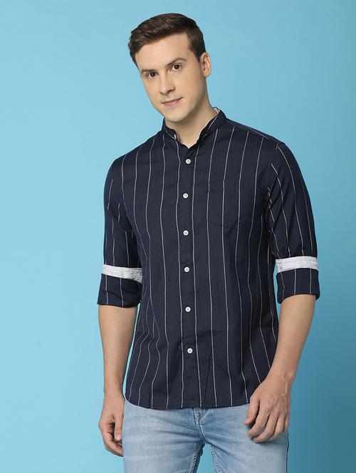 men striped cotton casual shirt - 21067957 - Very Small Image - 1