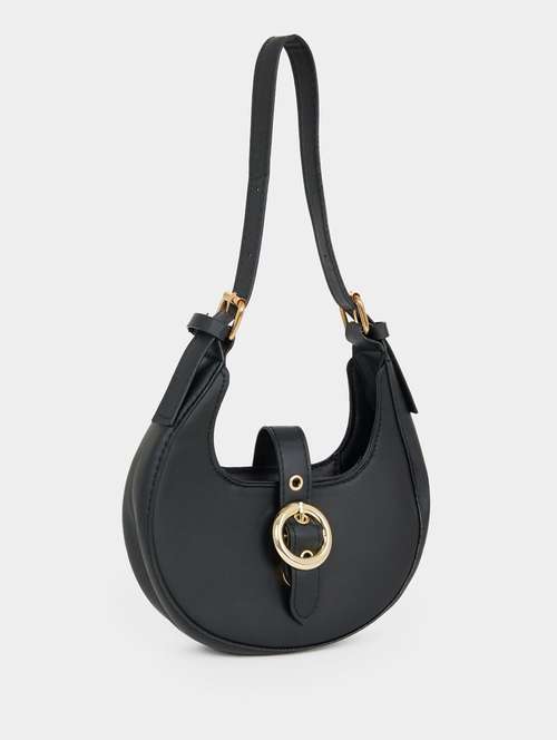 black leatherette (pu) handbag - 21071604 - Very Small Image - 1