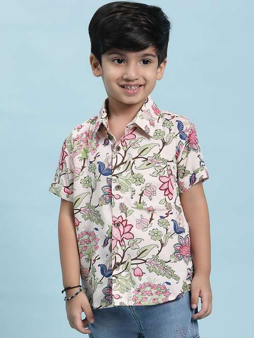 white printed short sleeves shirt - 21072453 - Very Small Image - 1