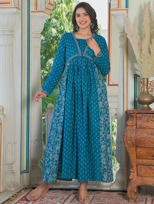 women long sleeve anarkali kurta - 21100056 - Very Small Image - 1