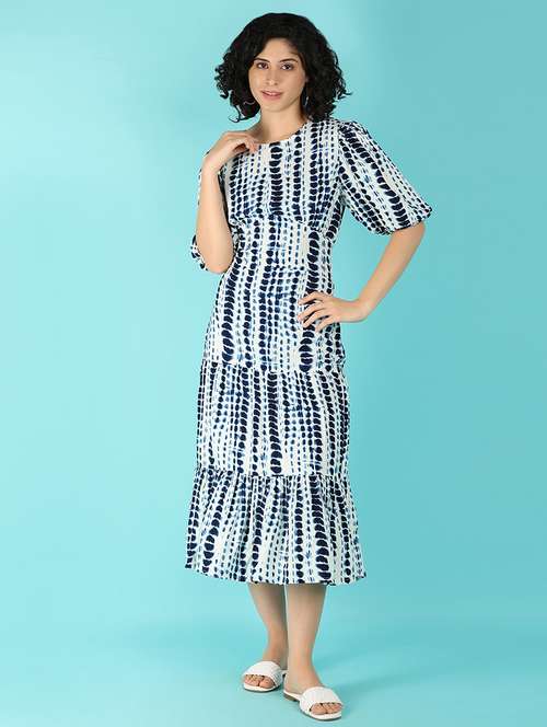 white tie & dye tiered dress - 21132617 - Very Small Image - 1