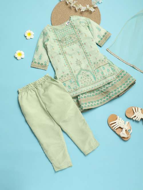 kids girls top and bottom ethnic set - 21139499 - Very Small Image - 1
