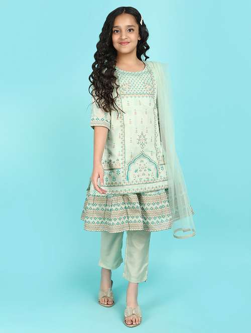 green cotton blend suit set - 21143179 - Very Small Image - 1