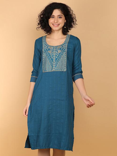 women three quarter sleeve straight kurta - 21166902 - Very Small Image - 1