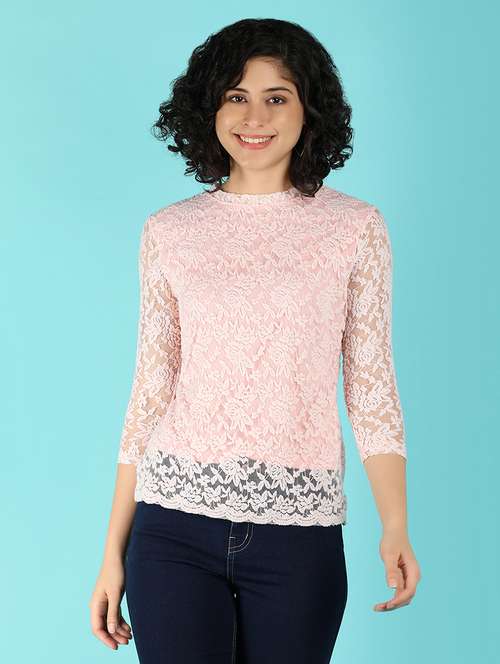 women pink cotton regular top - 21172426 - Very Small Image - 1