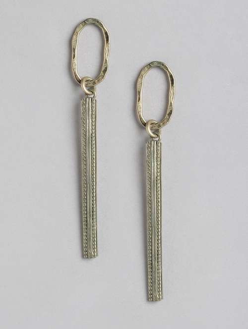 gold metal drop earrings - 21225046 - Very Small Image - 1
