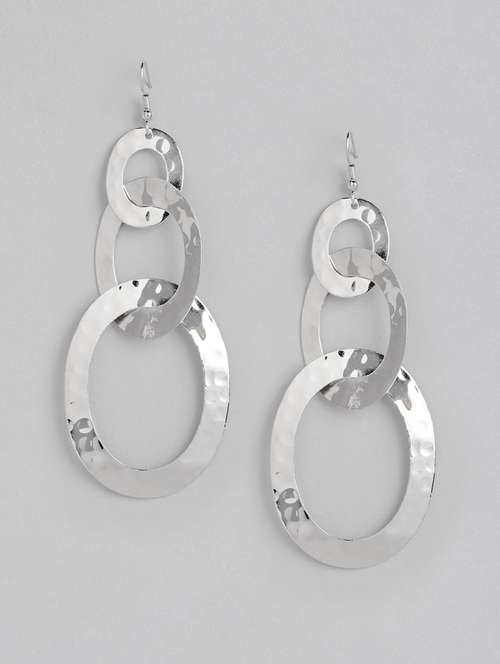 silver metal drop earring - 21225053 - Very Small Image - 1