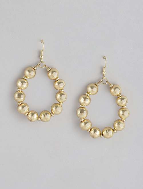 gold metal drop earrings - 21225057 - Very Small Image - 1