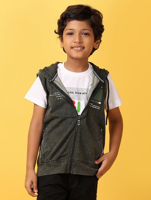 boys printed t-shirt with hooded jacket - 21226858 - Very Small Image - 1