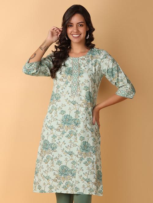 women three quarter sleeve straight kurta - 21226861 - Very Small Image - 1