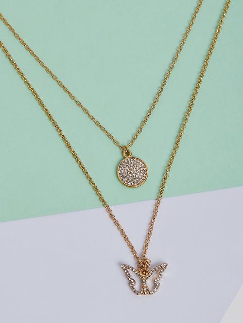 gold metal long necklace - 21239985 - Very Small Image - 1