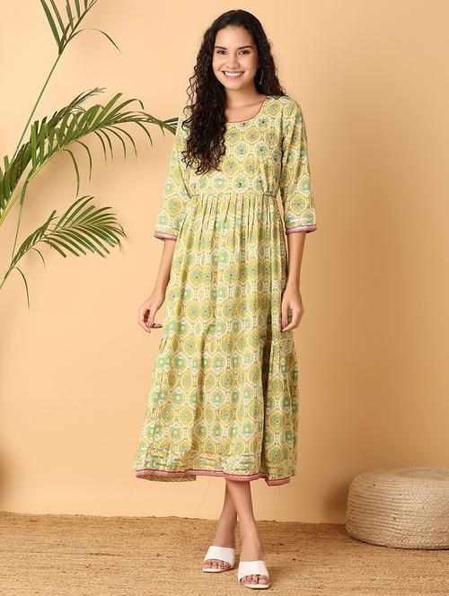 women printed three quarter sleeves a-line kurta - 21254840 - Very Small Image - 1