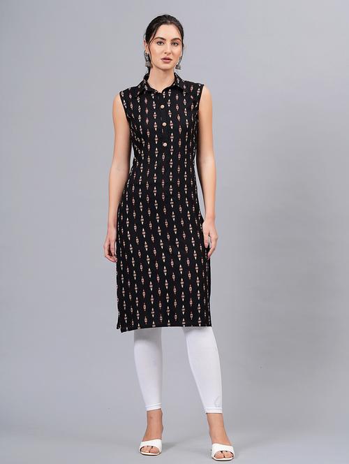 women black viscose straight kurta - 21288579 - Very Small Image - 1