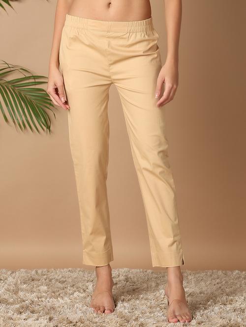 women beige cotton tailored pants - 21307674 - Very Small Image - 1