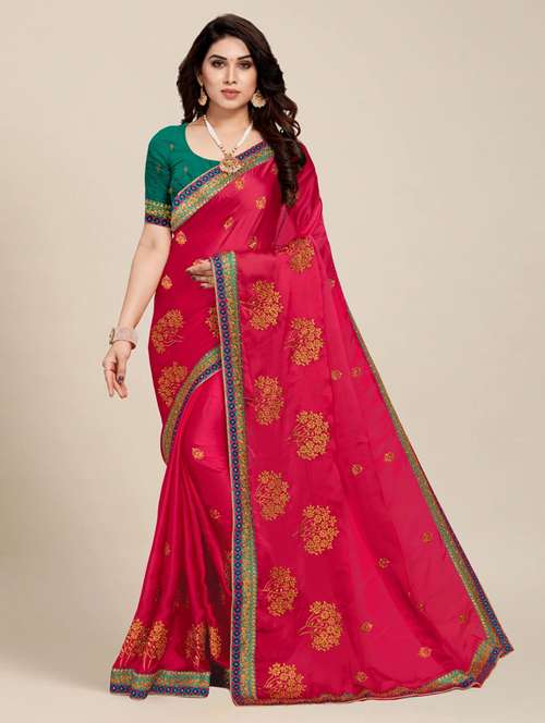 women red printed saree with blouse - 21318356 - Very Small Image - 1