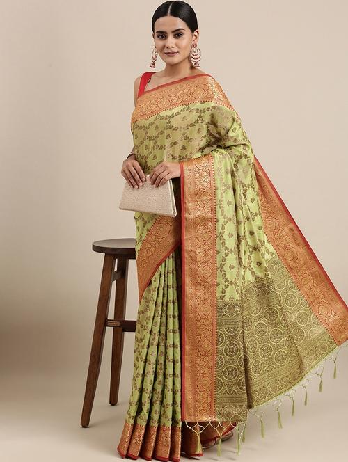 women self design banarasi saree with blouse - 21318695 - Very Small Image - 1