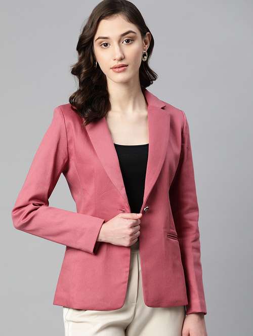 pink solid formal blazer - 21324433 - Very Small Image - 1